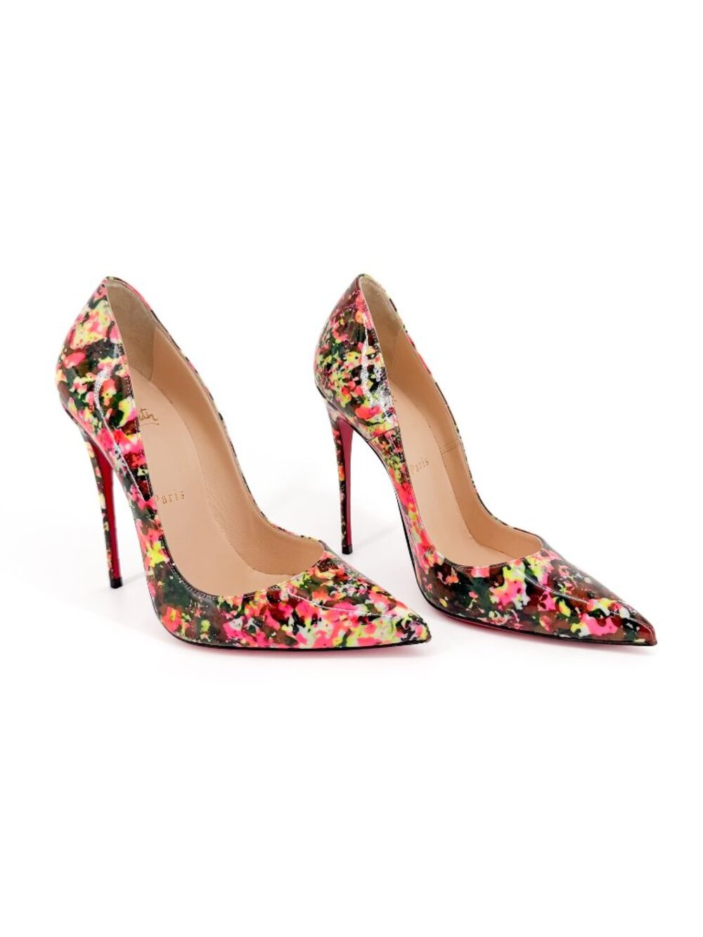 Christian Louboutin So Kate 120 Pumps Heels Granite Black Patent Size 37 US 7
